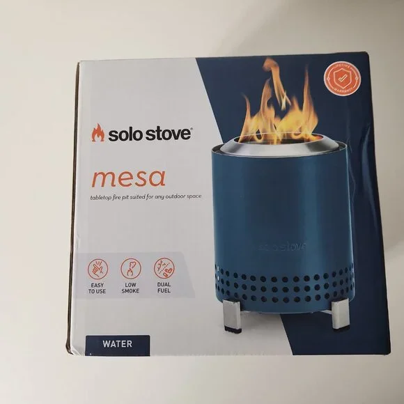 Solo Stove Mesa Tabletop Fire Pit Low Smoke Dual Fuel Water Blue NEW - Picture 2 of 9